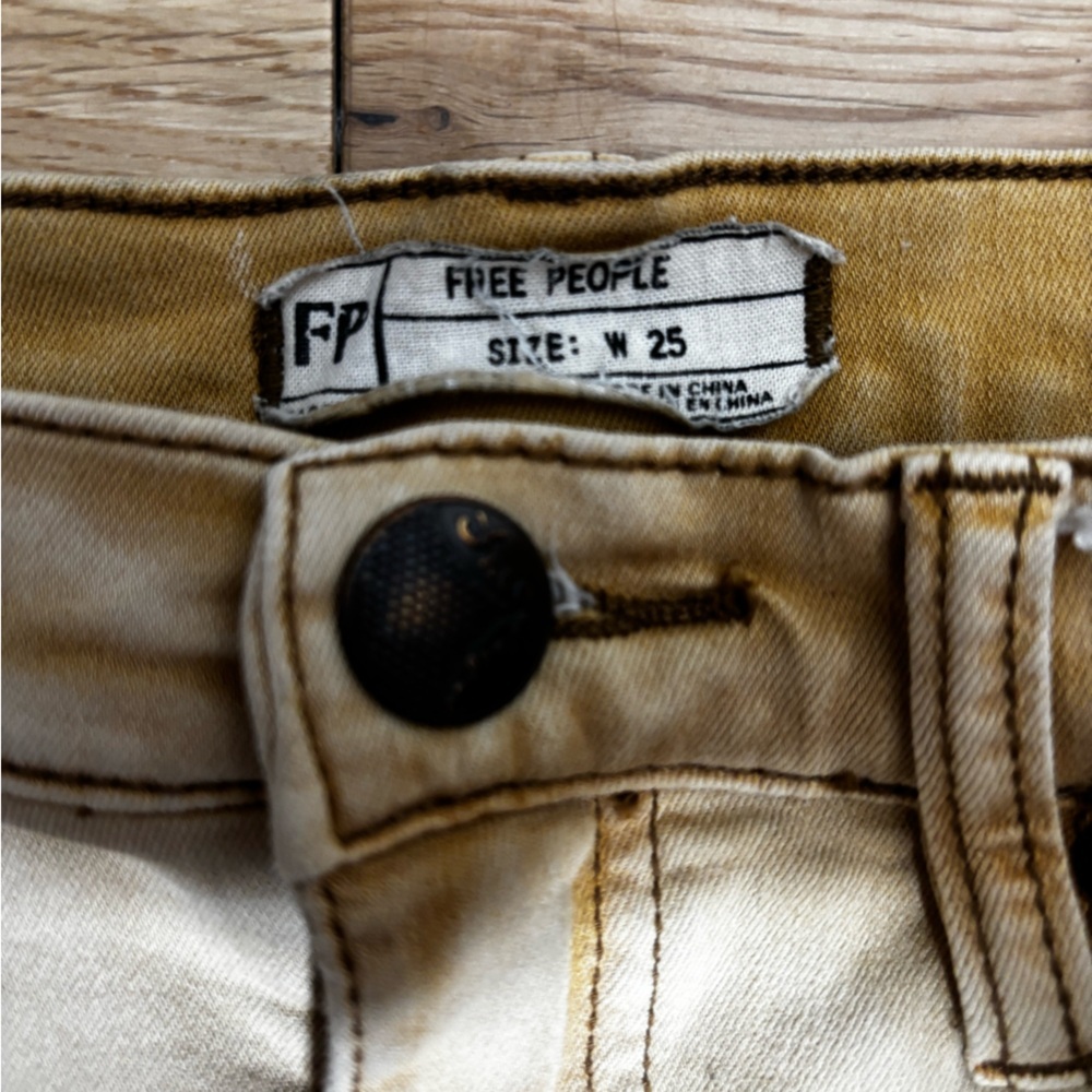 Free People Tan Straight Leg Jeans Women’s [Size 25] Boho Neutral Denim - Picture 5 of 5